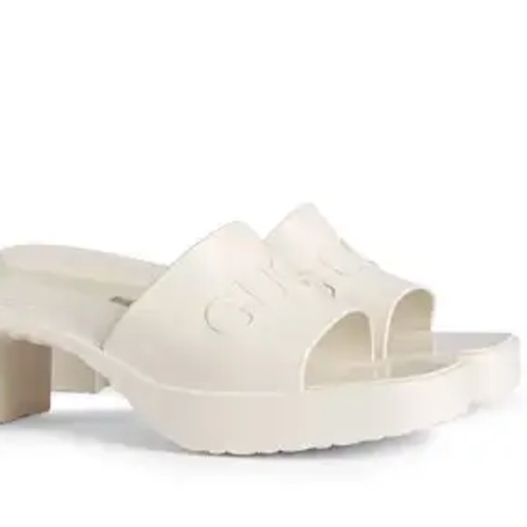 Gucci Shoes - Gucci Rubber Logo Platform Slide Sandal